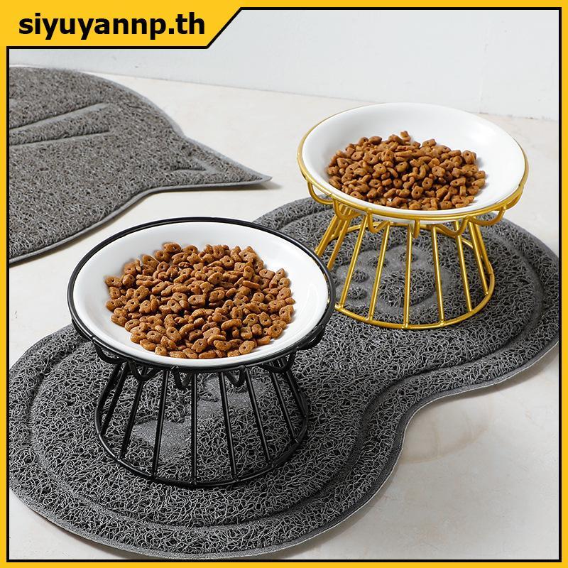 SIYUY เซรามิคยกชามสัตว์เลี้ยงอาหารน้ําสําหรับ Cats & Doggie Cat Stand Bowl สุนัขอุปกรณ์กลางแจ้ง Feeding อุปกรณ์ดื่ม,