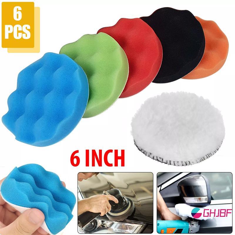 GHJBF] 6 Pa <unkbound Buffing Polishing Pads ตัดฟองน้ํา Pads Kit สําหรับรถ Polisher Self-Adhesive ฟอ