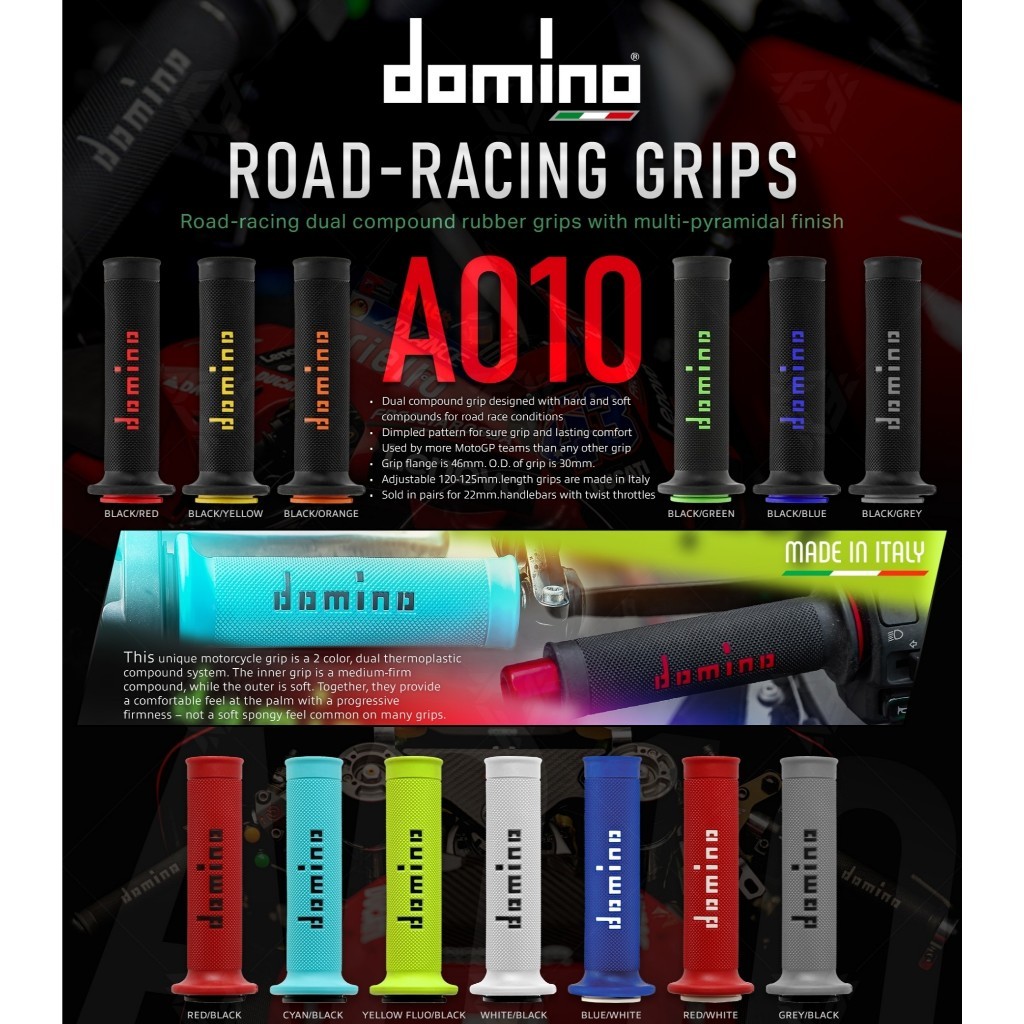 ปลอกแฮนด์ปลายเปิด DOMINO Racing A010 Italy แท้ 100% จาก Domino Thailand