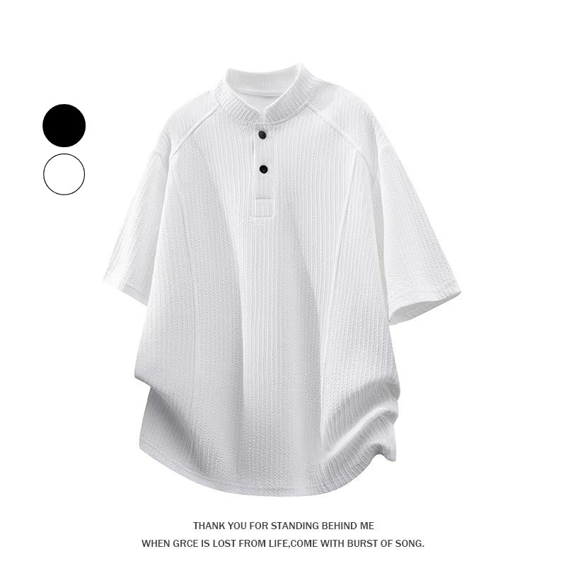เสื้อโปโลชายแบบหลวม สบายๆ สำหรับธุรกิจและฤดูร้อน แขนสั้น ระบายอากาศดี