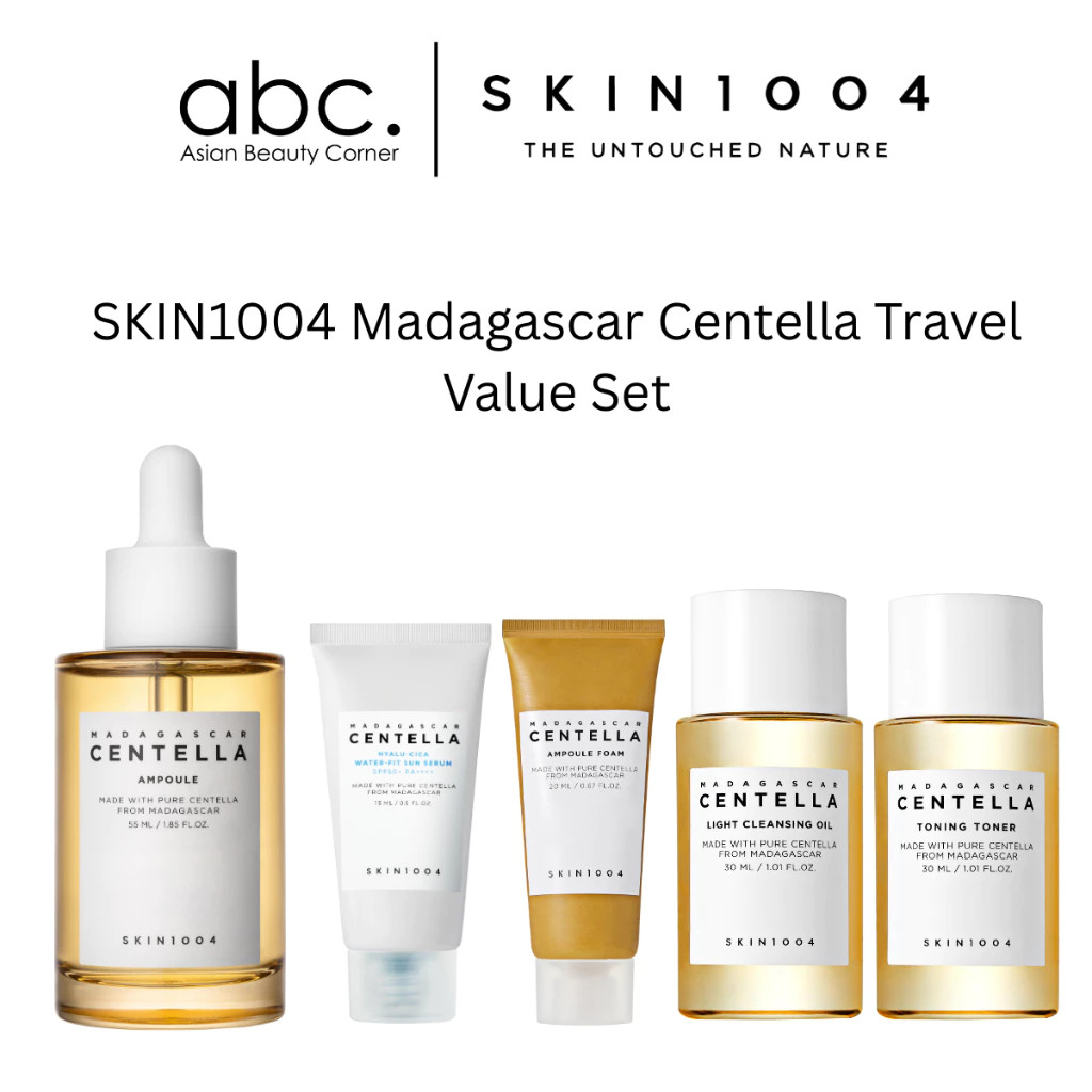 [SKIN1004] Centella Travel Pouch Set | 6-in-1 Calming Mini Kit พร้อมคลีนเซอร์, แอมพูล, ครีมและแผ่น