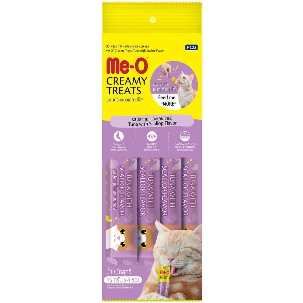 มีโอ แมวเลียรสทูน่าหอยเชลล์ 15ก แพ็ค4ซอง MEO CREAMY TREATS TUNA+SCALLOP 15GX4