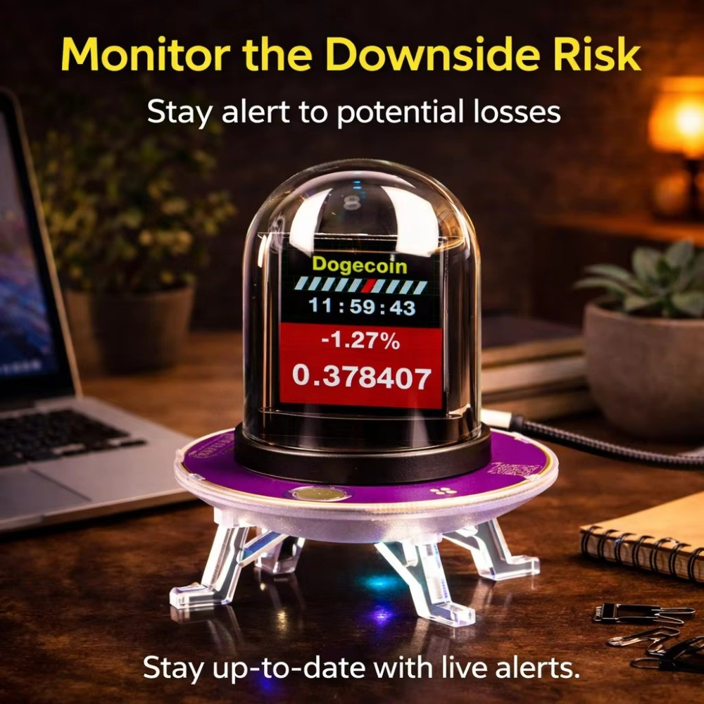 UFO Smart Clock WiFi Weather Time Display Crypto Stock Monitor RGB LED นาฬิกาตั้งโต๊ะมัลติฟังก์ชั่น