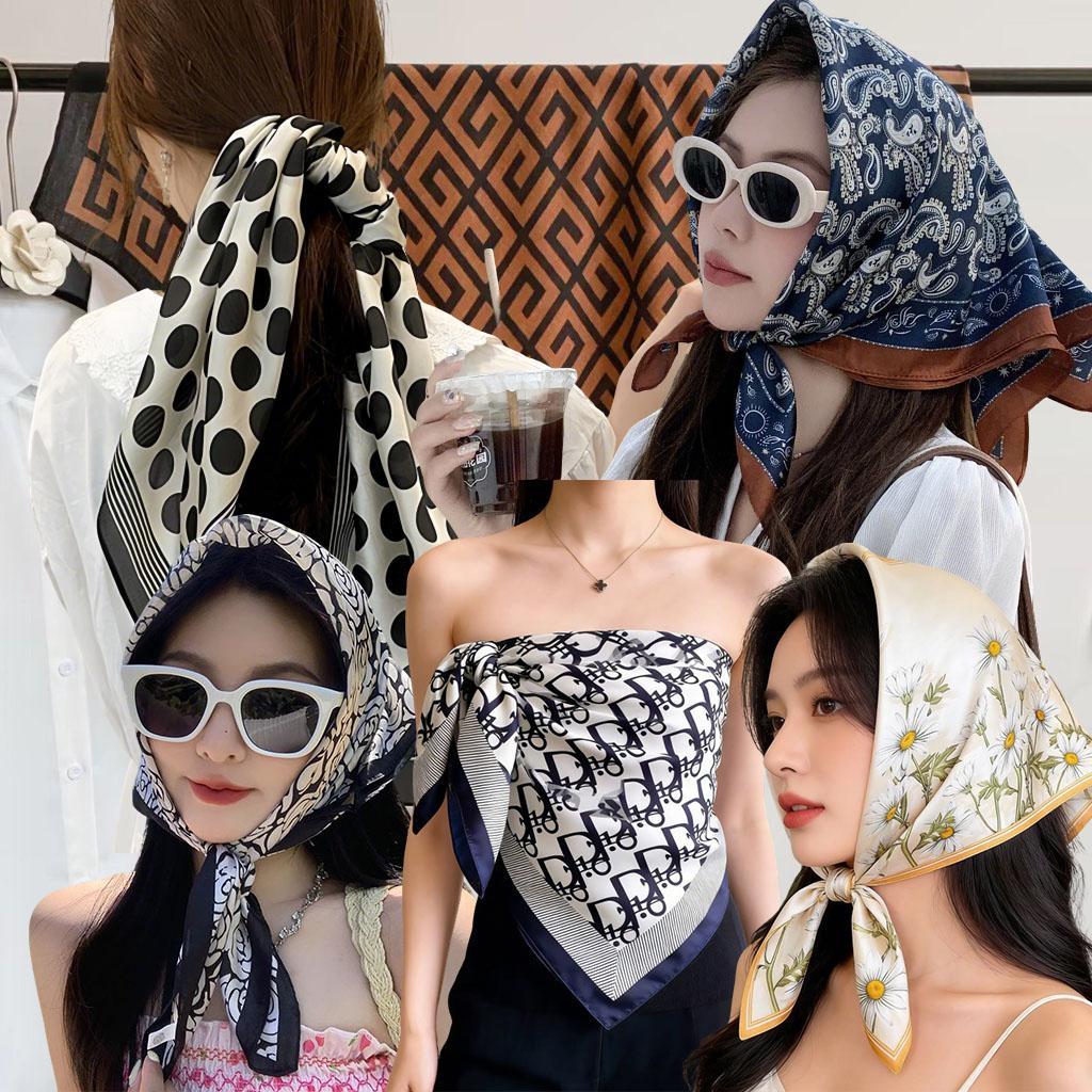 ผ้าคลุมหน้าผ้าไหมสไตล์ย้อนยุค ขนาด 70×70 ซม. ผ้าคลุมหน้าผ้าไหมรูปสี่เหลี่ยมเล็กๆ ให้ความรู้สึกหรูหรา