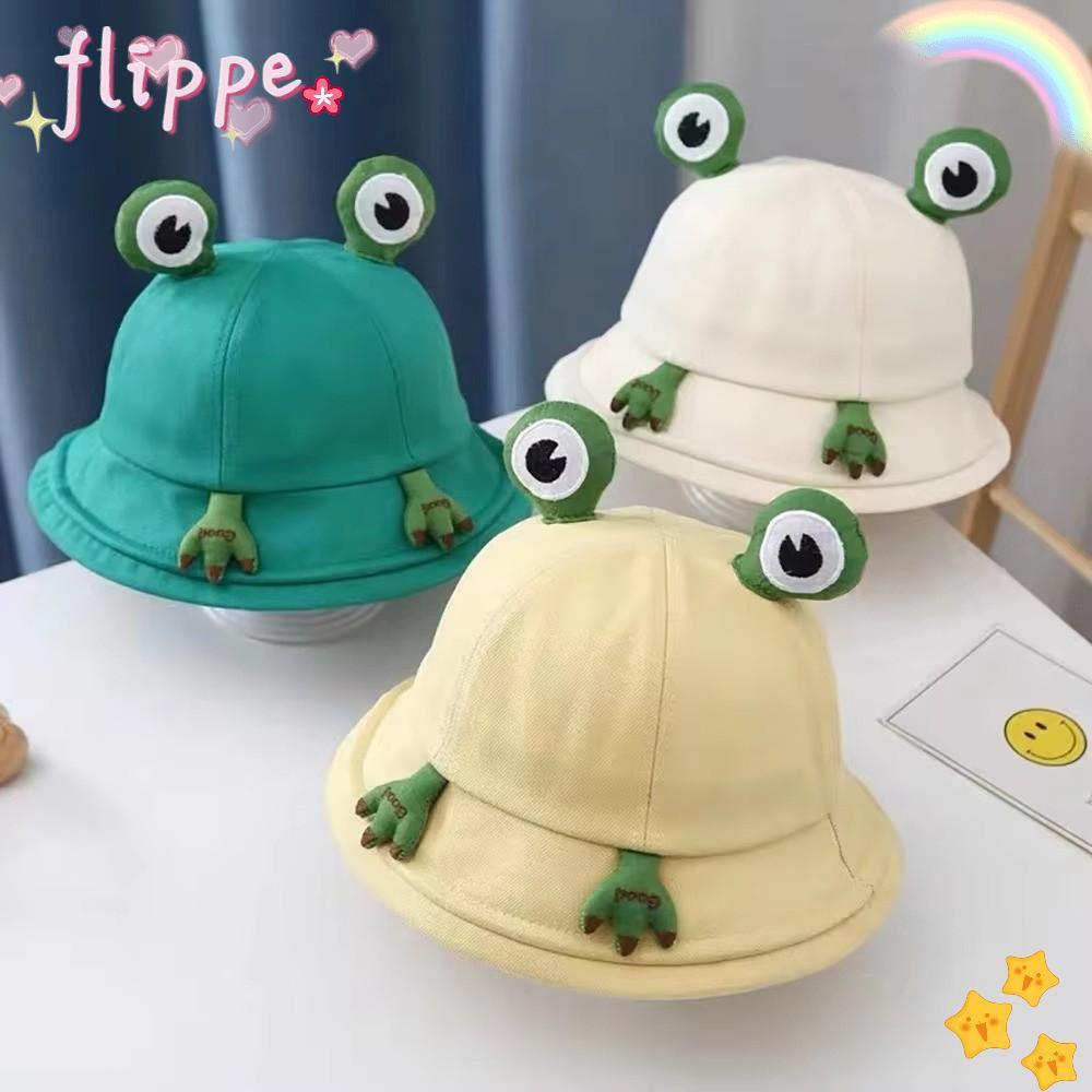 FIPE หมวกตกปลาปานามา,ครีมกันแดดพับการ์ตูนกบหมวก,น่ารักตลกน่ารักรูปกบตาโตลายกบหมวกฤดูร้อน