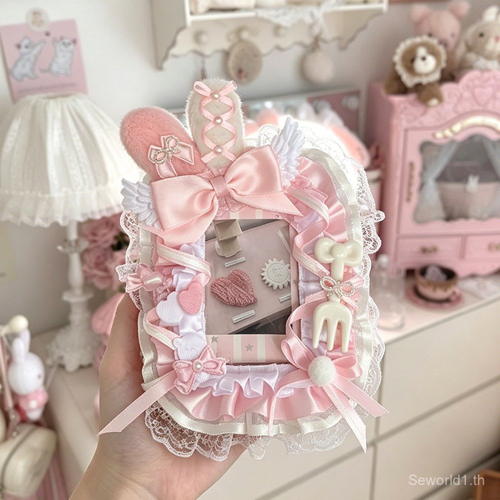 [พร้อมส่งสินค้า] Se.W กับ.ว ลูกไม้ตัดกระต่ายหูผู้ถือบัตรน่ารักอะนิเมะอุปกรณ์ต่อพ่วงการ์ตูนการ์ดขนาดเล็กฝาครอบป้องกัน ทําเอง ตกแต่งกระเป๋า