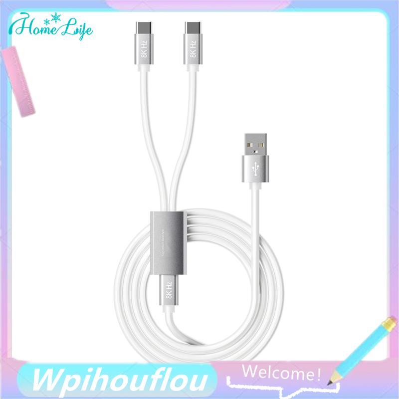 สายเคเบิลคีย์บอร์ด 2-In-1 USB C ถึง USB A สําหรับคีย์บอร์ดเกมกลสาย LED 1.8M CNC ขั้วต่อโลหะ