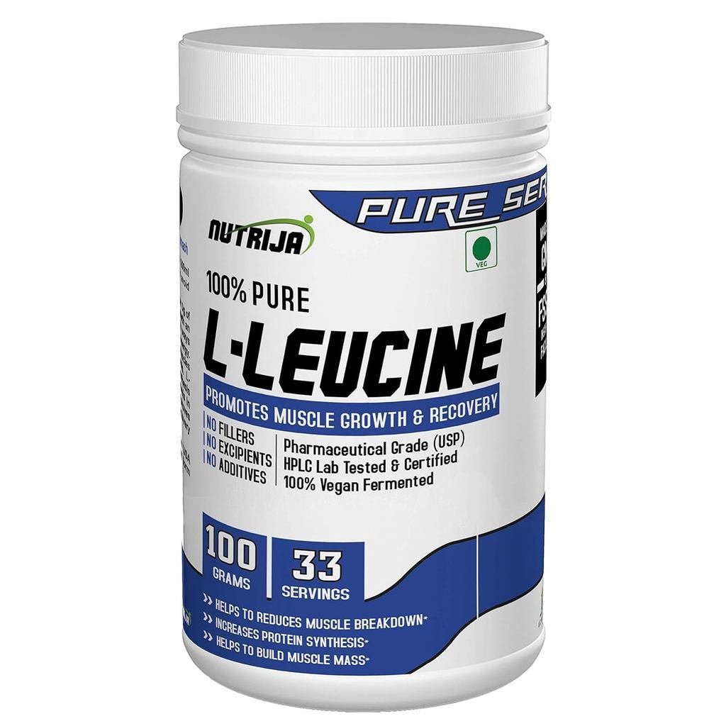 NutriJa L-Leucine - (100 กรัม) ผงเสริมอาหาร Pure & USP เกรด- Intra Workout| สําหรับการกู้คืนกล้ามเนื