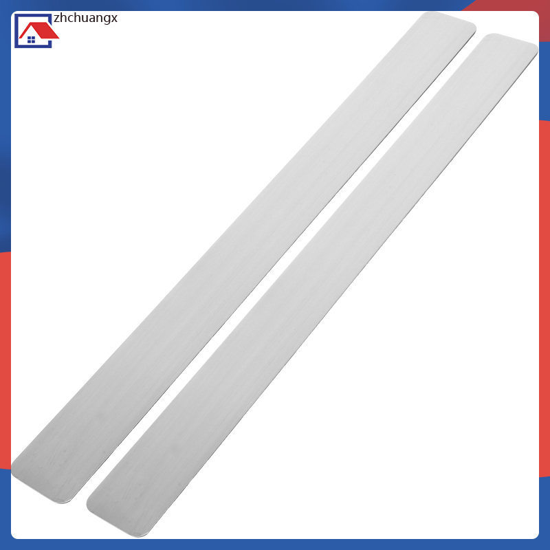 2 ชิ้นแม่เหล็กสําหรับผนังกลับกาวแถบโลหะ 29.80X2.80X0.10 ซม.เงิน