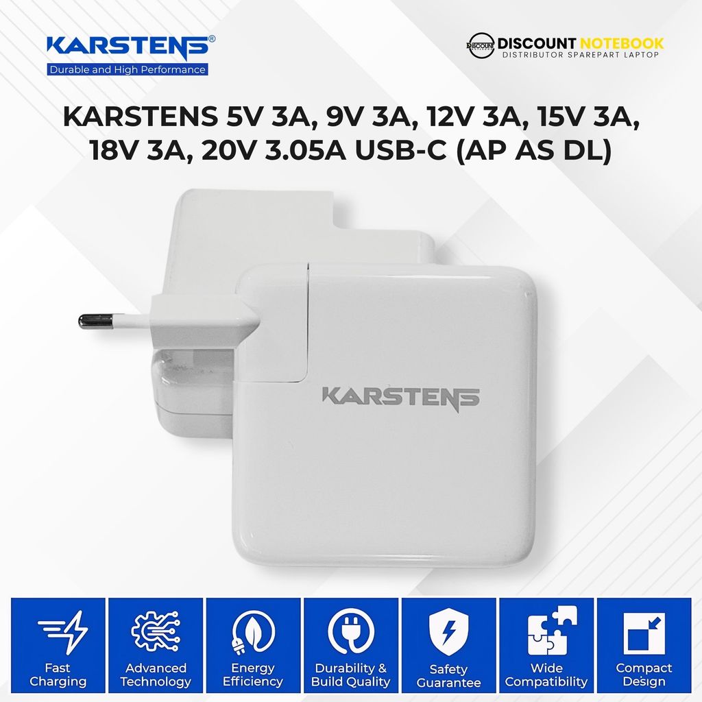 KASTENS 5V 3A, 9V 3A, 12V 3A, 15V 3A, 18V 3A, 20V 3.05A USB-C (AP AS DL)