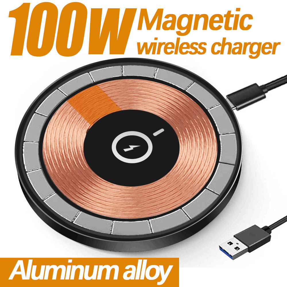 ใหม่ 100W Magnetic Wireless Charger Pad สําหรับ IPhone 14 13 12 Pro Max Mini Fast Chargers Macsafe แ