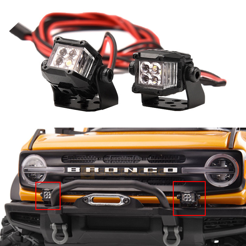 1 คู่จําลอง 12 มม.สแควร์ Spotlight สี่เลนส์สําหรับ 1/10 RC Crawler รถ Traxxas TRX4 Defender AXIAL SCX10 RC4WD อุปกรณ์เสริม