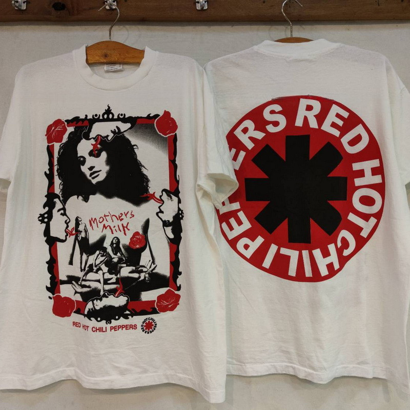 เสื้อยืดคอตตอน 100% Red Hot Chili Peppers Mothers Milk สไตล์วินเทจ เหมาะกับคอเพลงร็อคและสวมใส่ทุกวัน สบายตัว S-5XL