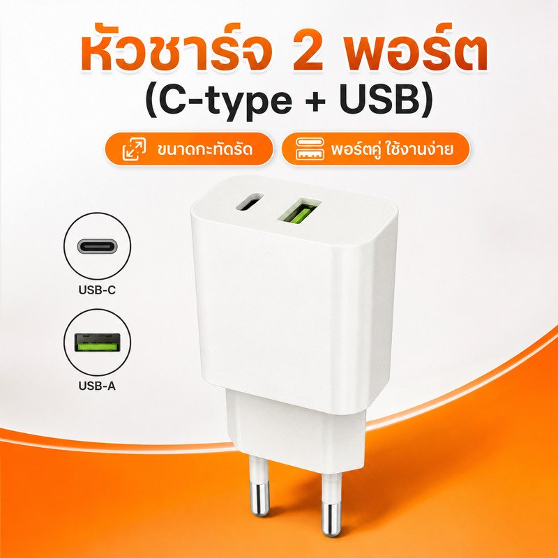 MOKAX Adapter Charger หัวชาร์จ Type-C + USB-A รุ่น RLC-389 _