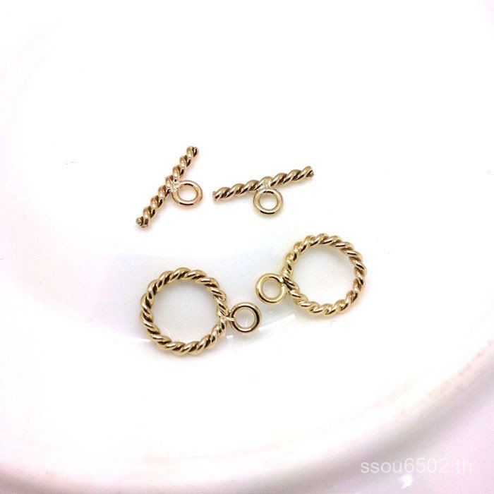 Ot Gold-Covered Pearl สร้อยคอขายส่งอเมริกันนําเข้าพวงหรีด diy Hemp Buckle 14k สร้อยข้อมือหัวเข็มขัดอ
