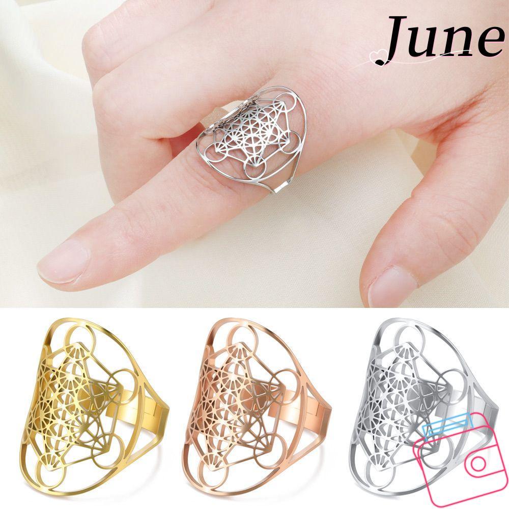 JUNEGOODS แหวนซีลนางฟ้า แหวนเปิด สแตนเลส Kabbalists Solomon Secrets Metatron