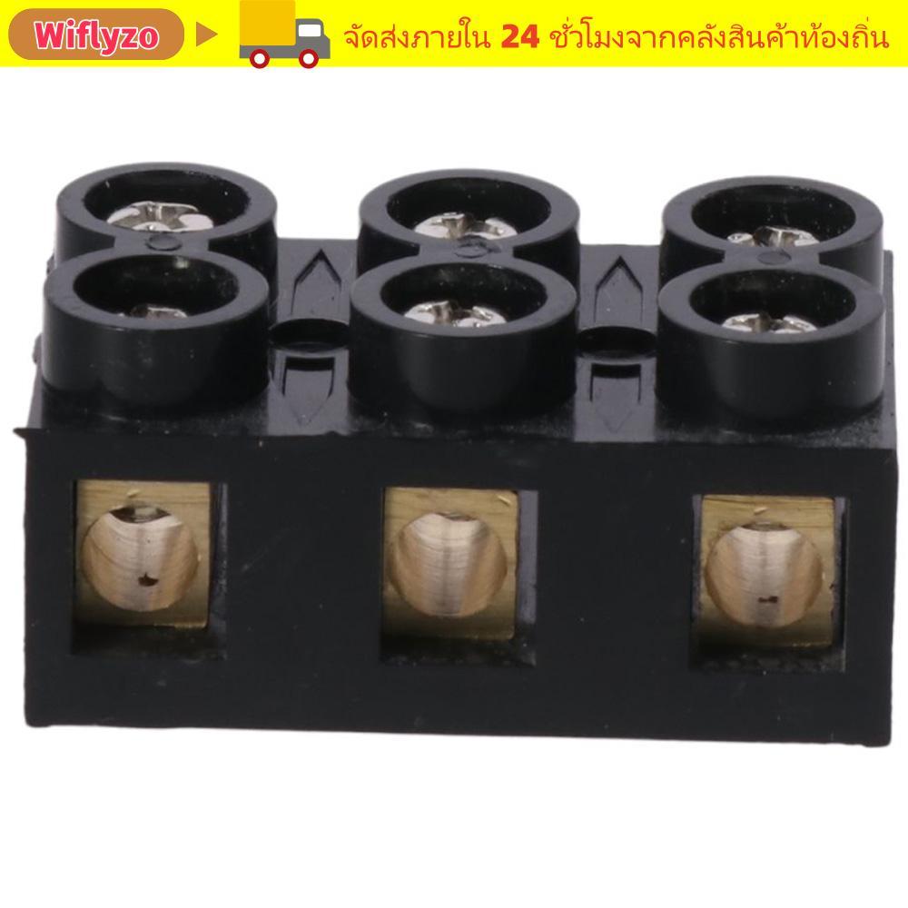 WIFLYZO Screw Electric Barrier Strip, 500V Dual Row Terminal Block, Terminal Post 3 ตําแหน่ง 60A สีด