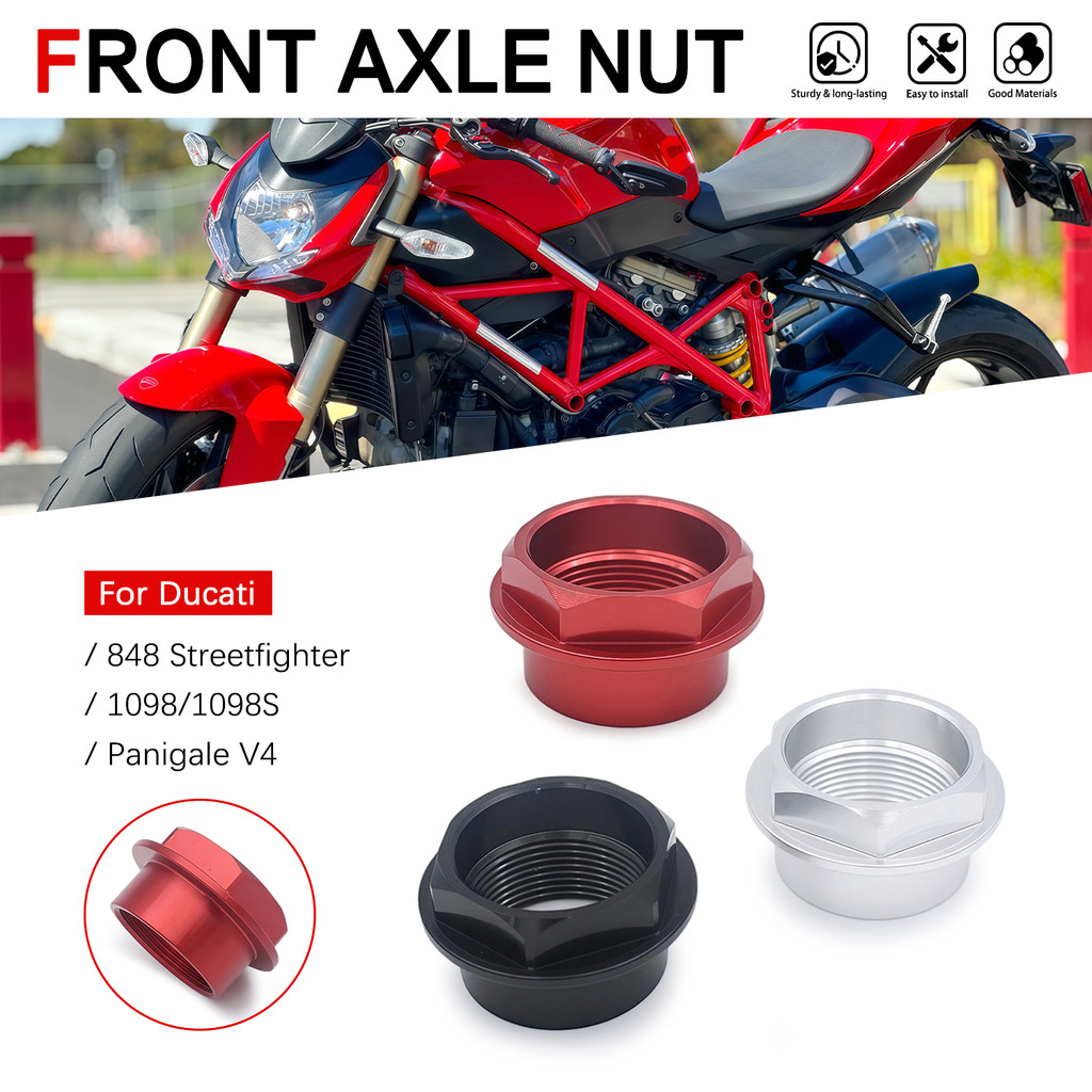 1 PC ชิ้นส่วนรถจักรยานยนต์ล้อหน้า Nut อลูมิเนียมรถจักรยานยนต์การปรับเปลี่ยนชิ้นส่วนเครื่องมือสําหรับ Ducati 848 Streetfighter 1098/1098S 2010 -2014 Panigale V4
