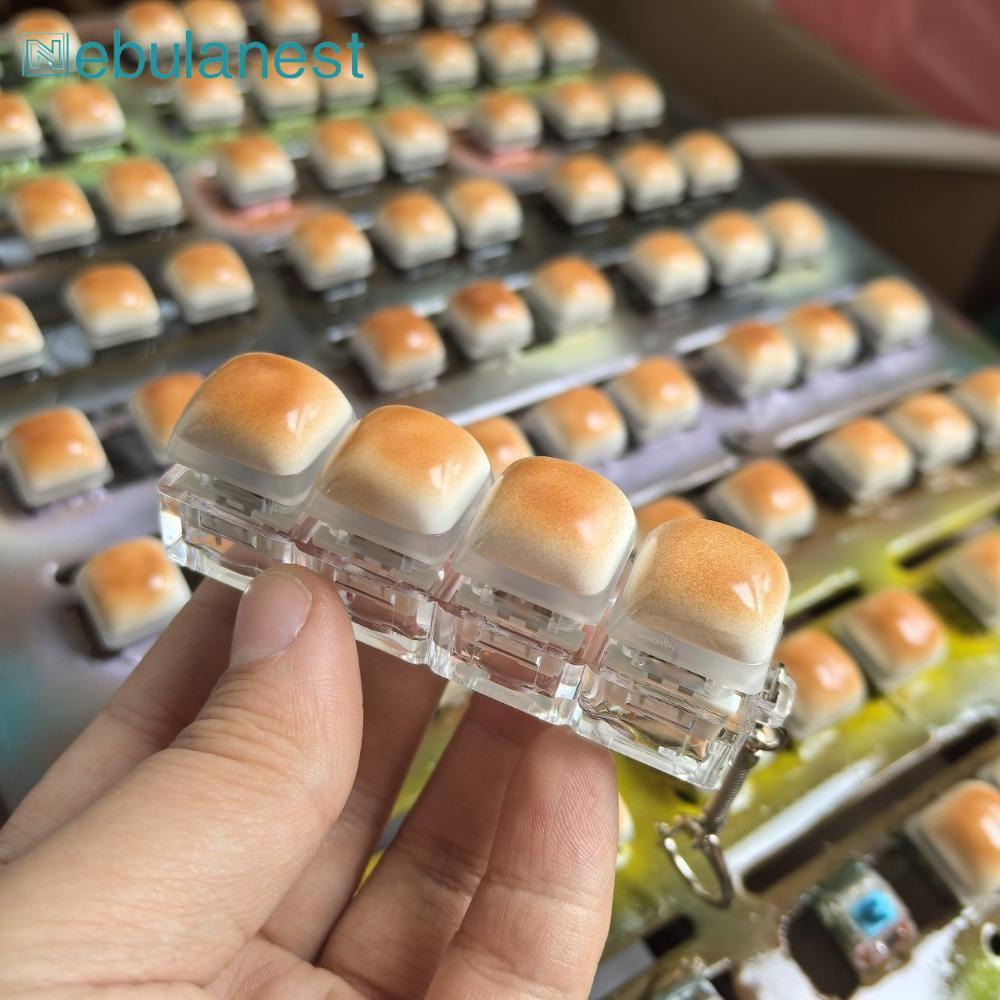 NEBULANES พวงกุญแจ Fidget, DIY คีย์บอร์ดปุ่มกดนิ้วคีย์บอร์ด, ขนมปังนึ่งผ่านเวลาปุ่มกดพวงกุญแจผู้ใหญ่