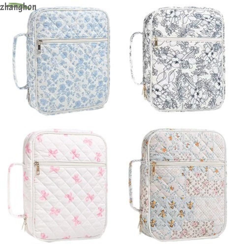 ZHANGHONG Bible Cover , Handle Floral Design Bible Cover Bag, Zipper Pocket Bible Journaling Kit Chu