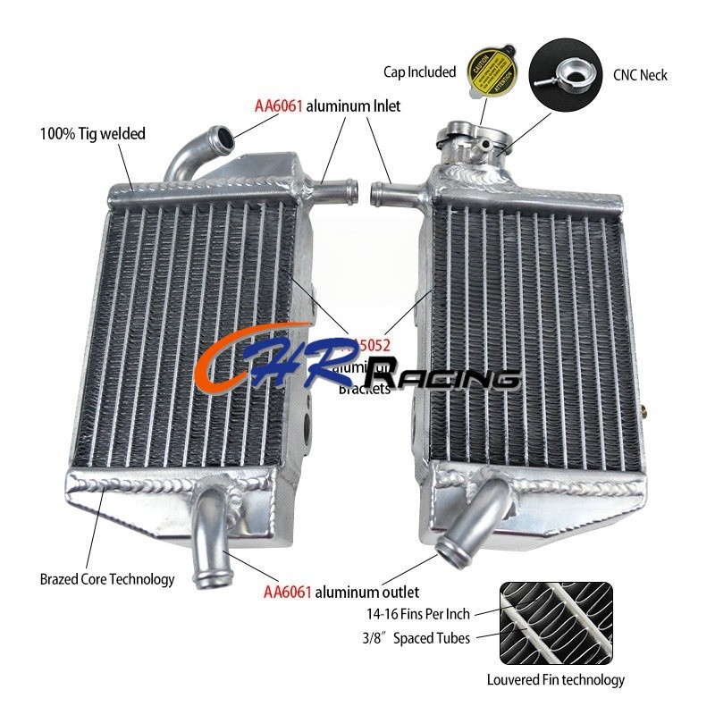 หม้อน้ําอลูมิเนียมสําหรับ 2009-2015 KTM 65 SX/2009 KTM 65 XC/2012-2013 KTM 65 SXS (US)