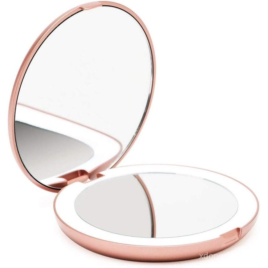 Fancii LED Lighted Travel Makeup Mirror การขยาย 1x/10x - Daylight LED, Compact, Portable, Large 5" W