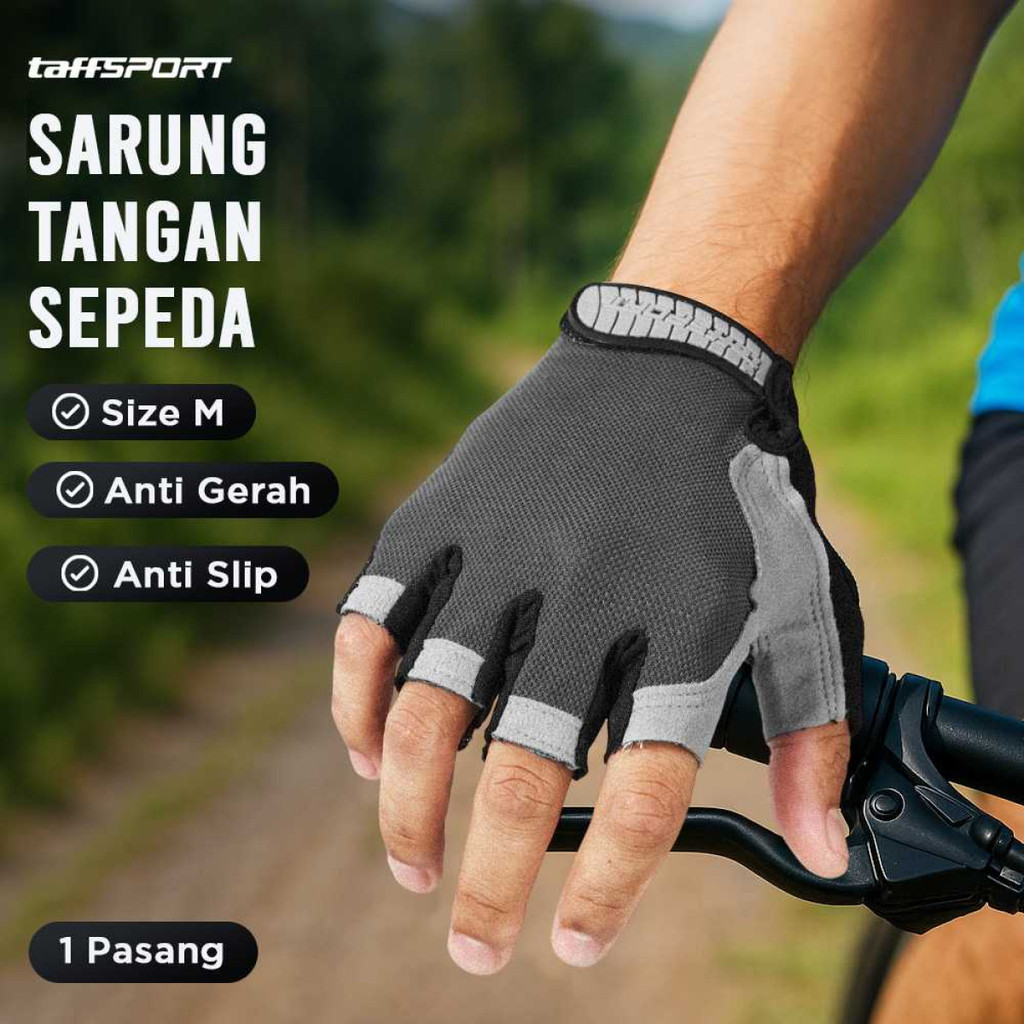 TaffiSPORT Huwai ถุงมือยิมปั่นจักรยานครึ่งนิ้ว