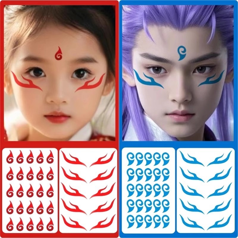 สติกเกอร์หน้าผากคิ้ว Nezha และ Ao Bing ลายAnime สติกเกอร์self-adhesive สำหรับcosplayหรือตกแต่ง
