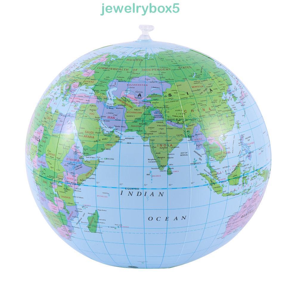 JEWELRYBOX5 Globe English Earth Blow Up ลูกบอลบอลลูนภูมิศาสตร์ PVC 16 นิ้ว 40 ซม. แผนที่โลก