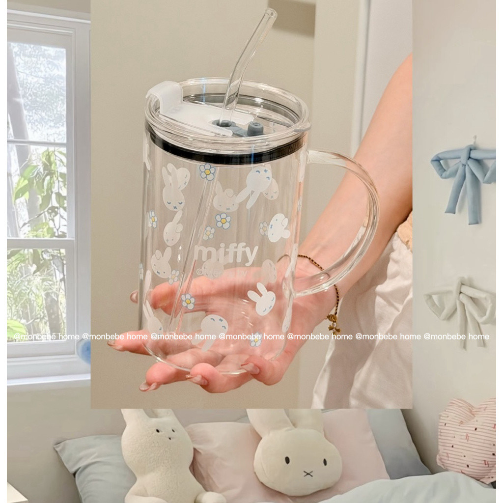 แก้วน้ำ แก้วกาแฟ ลายmiffy แก้วมีหูจับ ความจุขนาดใหญ่1000ml พร้อมส่ง