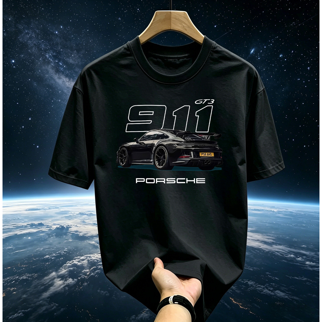 เสื้อยืดแขนสั้น Porsche 911 GT3 การ์ตูนสมรรถนะรถยนต์สปอร์ต