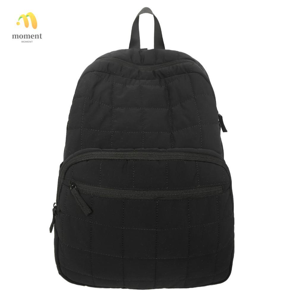 MOMENT Travel Backpack, Nylon Solid Color Laptop Backpack, Fashion Large Capacity Multi-pocket Quilt