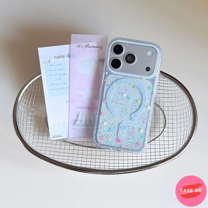 หลากสีรูปดาวGlitterสีทึบโปร่งแสงแม่เหล็กเคสโทรศัพท์สําหรับiPhone 13 14 15 16 17 Pro Max iPhone17airสกปรกทนต่อการตกIMDปกหลังเชลล์ thumbnail 6