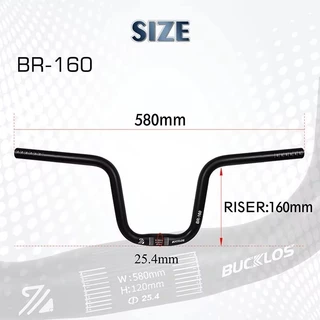 BUCKLOS Handlebar Swallow ขนาด 25.4 มม. x 580 มม., บาร์ทรง U จากอลูมิเนียม สำหรับจักรยานพับได้