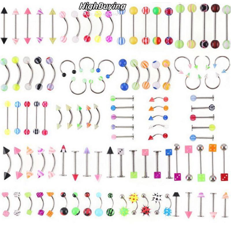 เครื่องประดับเจาะร่างกาย 105 ชิ้น เหมาะสำหรับการเจาะคิ้ว ลิ้น ท้อง และแหวน