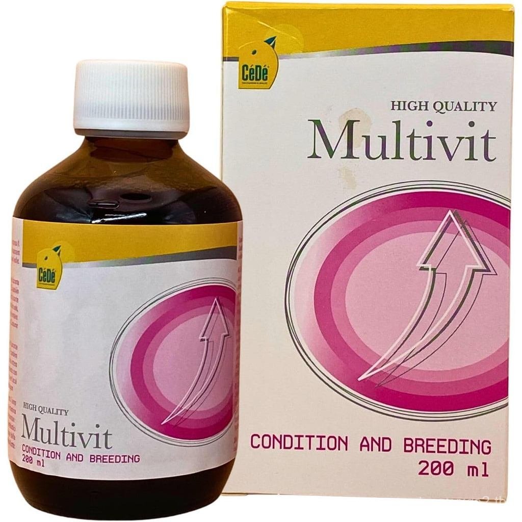 CéDé Multivit 200ml – อาหารเสริมวิตามินสําหรับนกประดับ ร้องเพลงและดื่ม พลัมเพื่อสุขภาพและเงางาม เหมาะสําหรับ Canaries, Finch, Parrots, Essential Vitamin & Nutrients