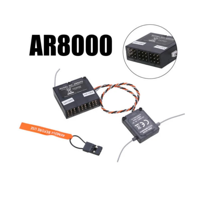 8CH DSMX AR8000 ตัวรับสัญญาณ 24GHz พร้อมดาวเทียมที่รองรับ Spektrum DX8 DX7s DX6i JR DSX7 RC เครื่องบ