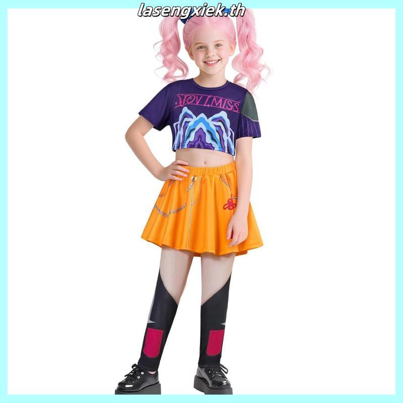 KPOP DEMON HUNTERS ชุดคอสเพลย์สำหรับเด็ก RUMI ZOEY MIRA ชุดนักร้องPOP และชุดHALOWEEN