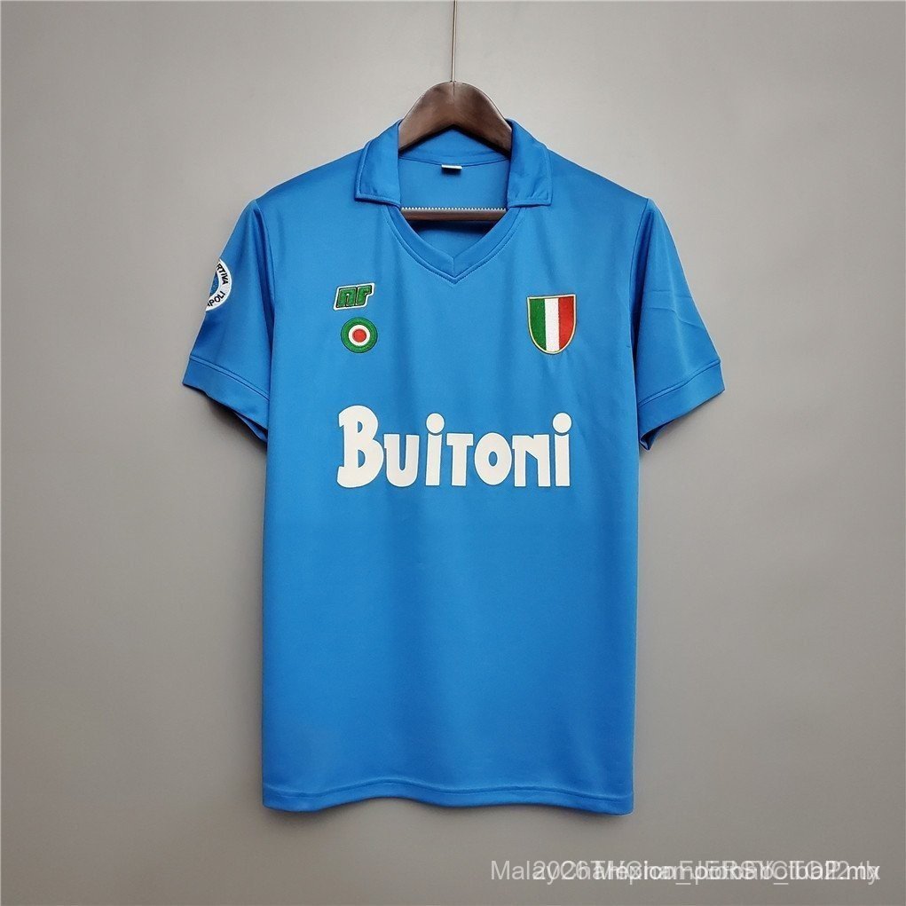 Retro SSS+87-88 Napoli MARADONA เสื้อฟุตบอลย้อนยุคแบบกําหนดเองคุณภาพสูง GHBY