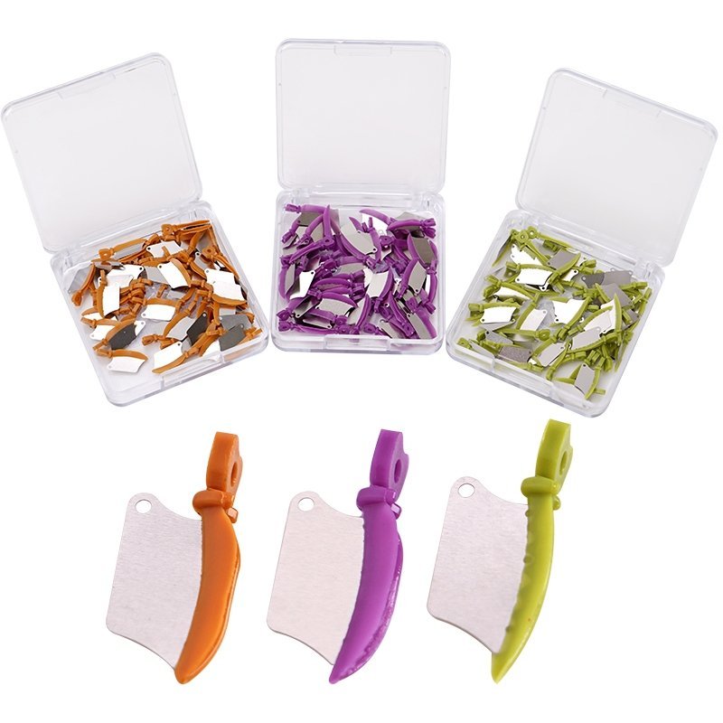 50Pcs Dental Interdental Wedges Interproximal Wedge Guard with Protection Blades Teeth Gap Wedge Kni