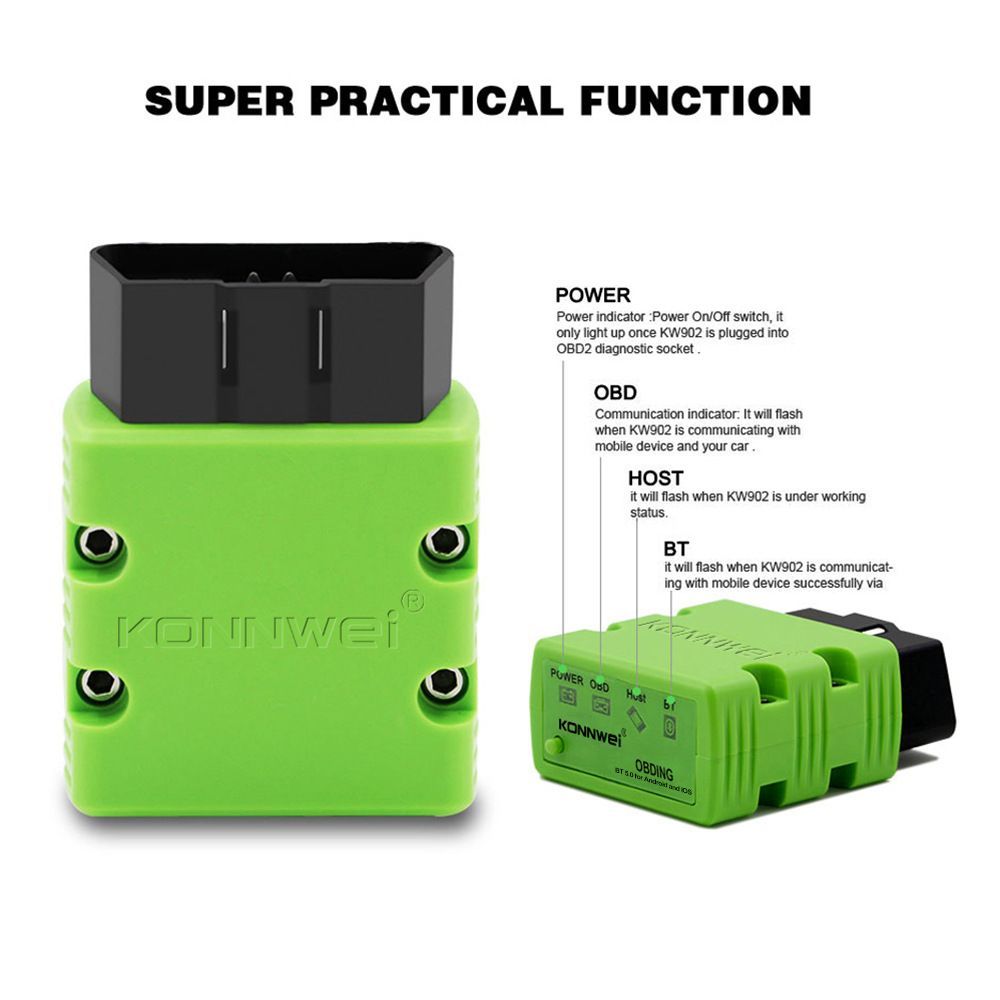 KW902 บลูทูธ 4.0 5.0 5.2 ELM327 OBD2 เครื่องสแกนวินิจฉัยความเสียหายรถยนต์ รองรับรถยนต์ทุกรุ่น