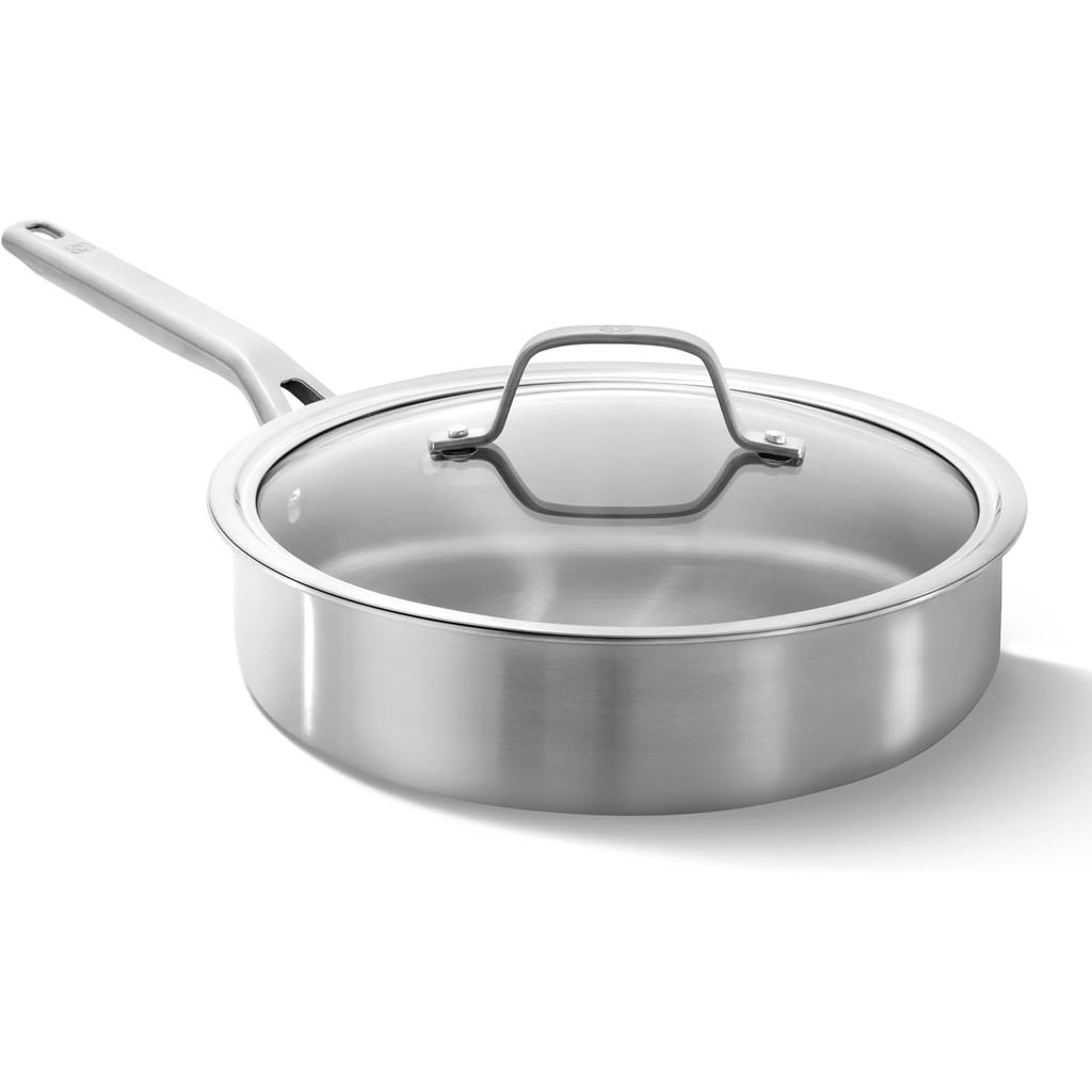 Calphalon ชุดเครื่องครัวสแตนเลส 3 ชั้นพร้อมแปรง/Turbo Heat Tech 3Qt Sauté Pan พร้อมฝาปิด, การเหนี่ยว