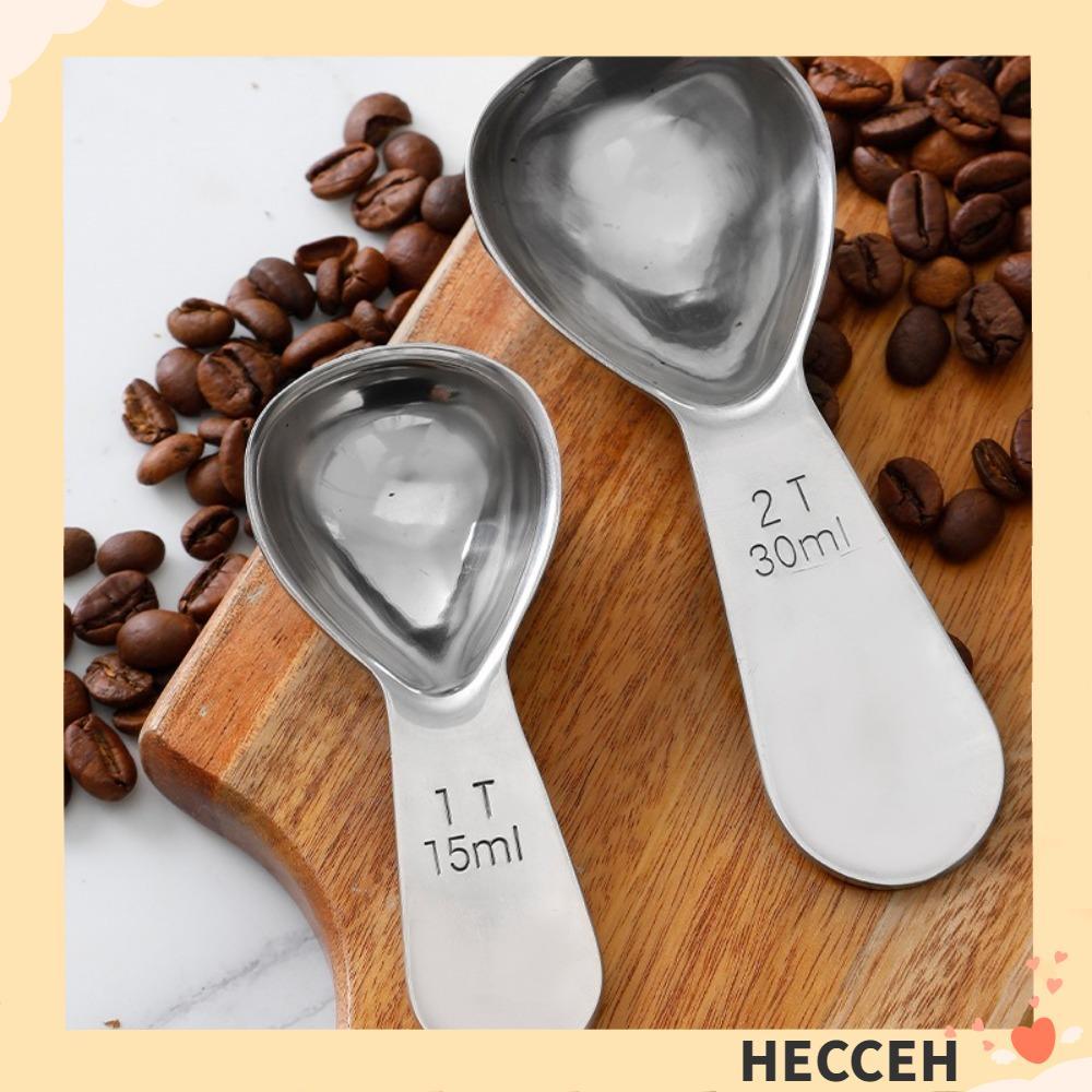HECCEH ช้อนตวงเมล็ดกาแฟ, 15/30ml สแตนเลสสตีลกาแฟ Scoops, ทนทาน 1 Tbsp หรือ 2 Tbsp Ergonomic Tablespo