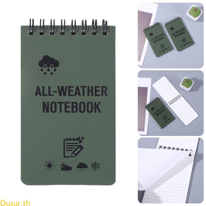 Dusur กระเป๋าโน๊ตบุ๊คกันน้ําทุกสภาพอากาศเกลียว Notepad Field Note Pad เขียนฝน Notepad