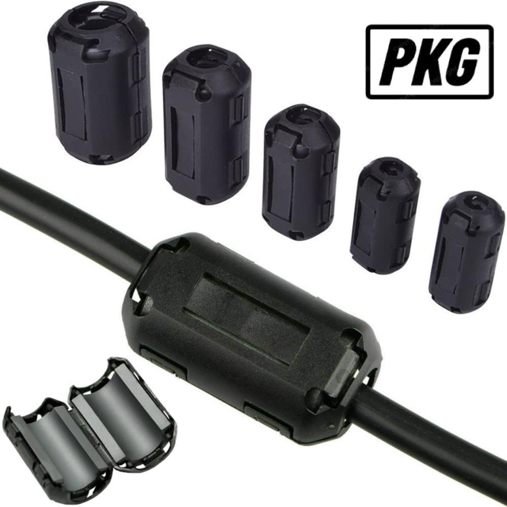 REPKG แหวน Core Ferrite Bead Clamp, ป้องกันการรบกวน Snap Type Choke Coil EMI RFI Noise, สายสีดําขั้ว