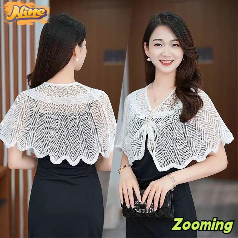 ZOOMING Tulle ผ้าคลุมไหล่, ผ้าคลุมไหล่ถักสั้นระบายอากาศ, เสื้อแจ็คเก็ตบางลูกไม้หลากสีเสื้อโค้ทบางผู้หญิง