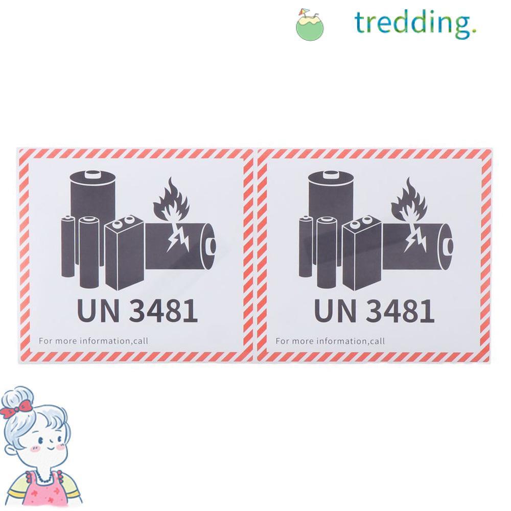 TREDDING491 ป้ายแบตเตอรี่ลิเธียมขนส่ง, ฉลากไฟแบตเตอรี่สีแดงลิเธียม, UN3481 แผ่นทองแดงกาว 4.7 "x 4.3"