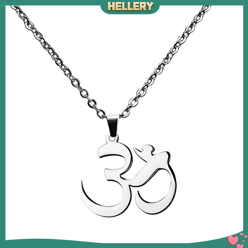 [HelleryTH] สร้อยคอจี้สแตนเลสสีเงิน Aum Om Ohm Astaxinse Amulet Charms