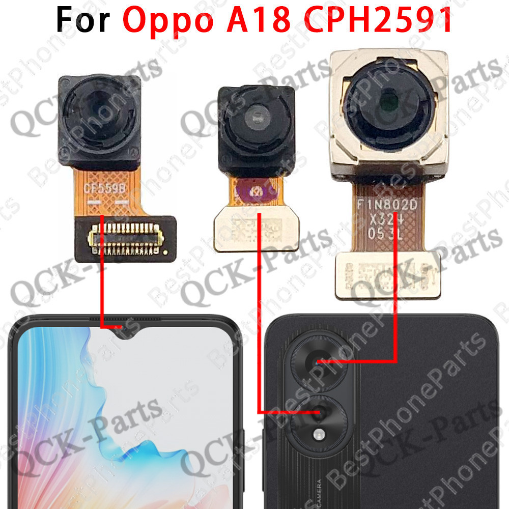กล้องหน้า 5MP และกล้องด้านหลังสําหรับ Oppo A18 CPH2591 หลักด้านหลัง 8MP โมดูลกล้อง Flex Cable