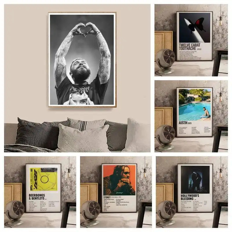 Canvas Painting Poster Music album picture For wall decoration (no frame) - A/(PVC outer frame)-blac